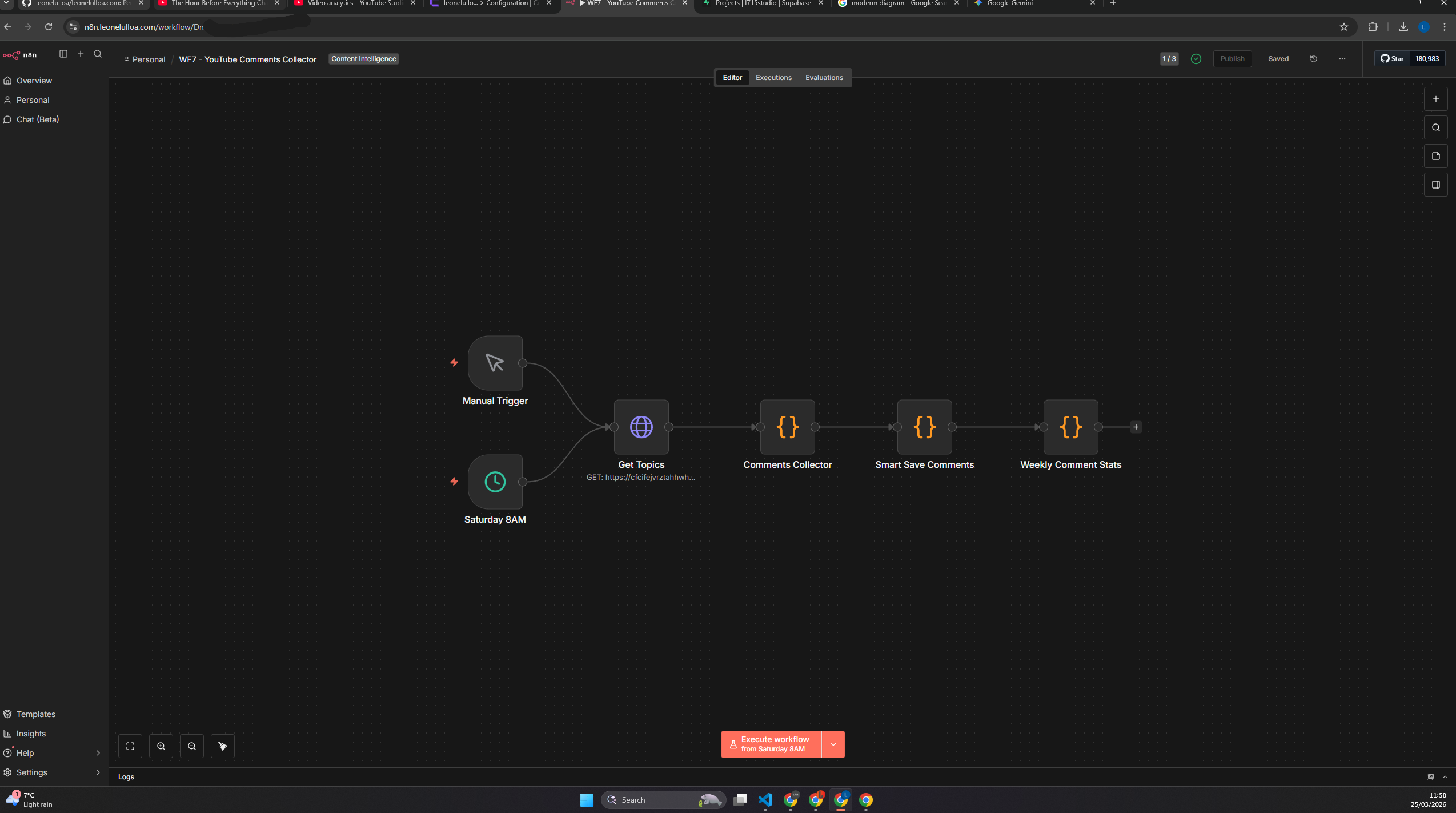YouTube comments collector workflow